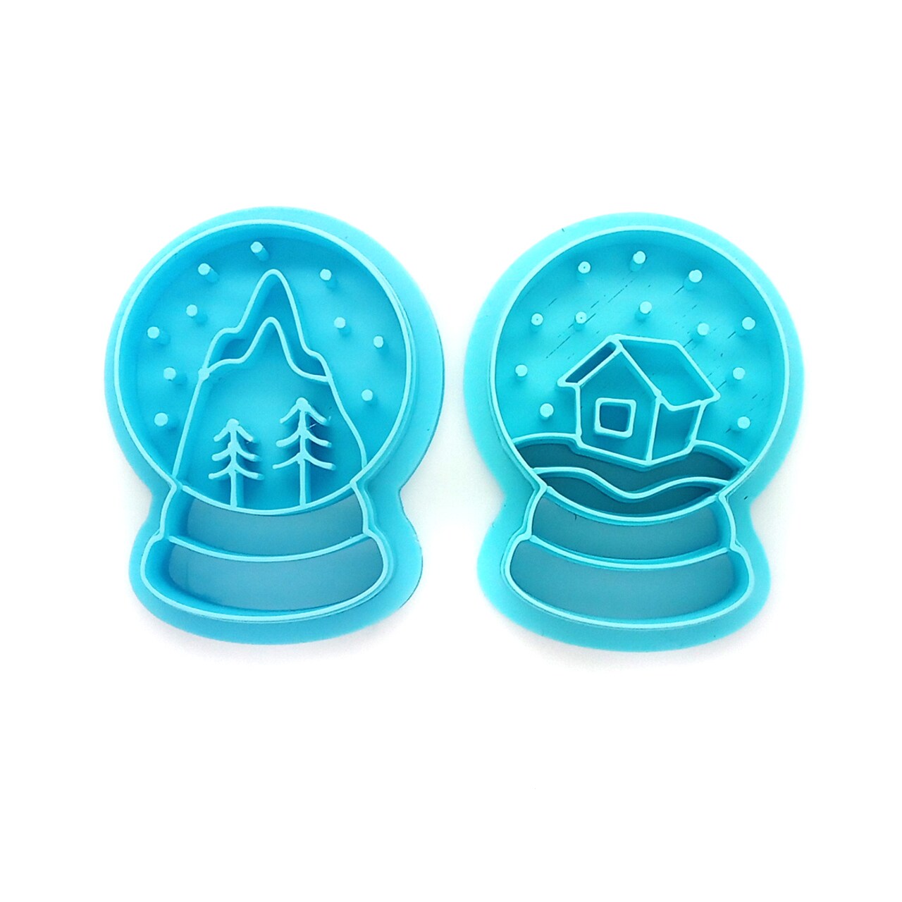 Snow Globe Clay Cutters, 2 pc, With Mountain & Snowy House, Adorabilities
